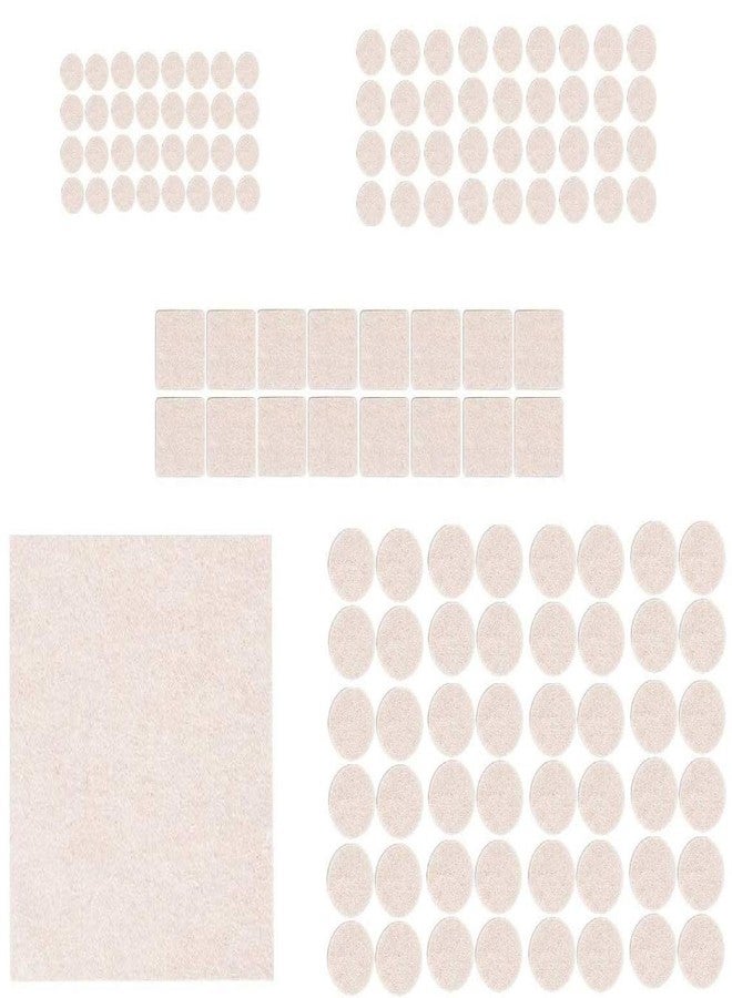 IKTU 133pcs Self-Stick Furniture Round and Square Felt Pads for Hard Surfaces Protect Your Hard Floors from Furniture Scratches, Linen, Round & Square Mix (133 Pieces) - Image 1